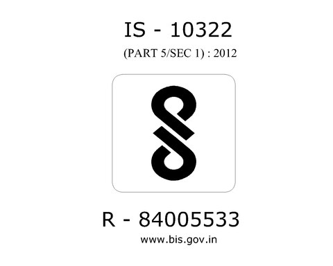 BIS standard mark, IS 10322 (Part 5/Sec 1): 2012, R-84005533